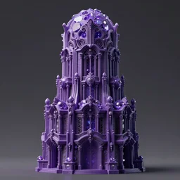 detailed render giant alien greeble tower art nouveau rococo architecture carved out of complex mandelbulb with royal purple quartz rendered in cinema 4 d octane
