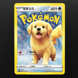 pokemon card of a golden retriever