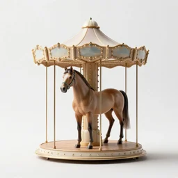 minimalist carousel horse, high detail macro photography, isolated on a pure white background, centered, entire object in frame, sharp focus, soft studio lighting