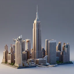 miniature 3 d model of new york city skyline, 3 d render, octane render
