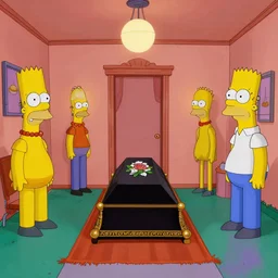 photograph of a simpsons themed funeral home 8k