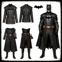 clothing design concepts sheet, Medieval batman outfit ,