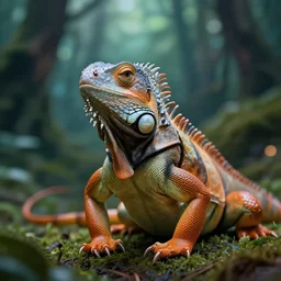 5 5 mm portrait photo of a cat - iguana hybrid, in a magical forest. dof. bokeh. by artgerm and greg rutkowski. highly detailed 8 k. intricate. lifelike. realistic sony a 7 r iv. soft light. cinematic processing