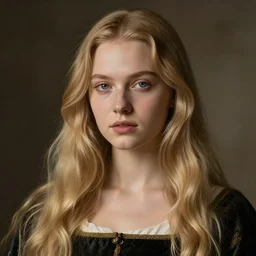 portrait of a young pretty blonde girl with a long hair, elegant, photorealistic, sharp focus, Renaissance style, filling light,