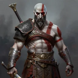 portrait of kratos, highly detailed, centered, digital painting