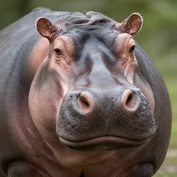 a hippo with the face of angela merkel