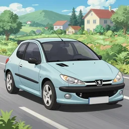 peugeot 206 in the anime inidial d