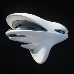 zaha hadid designed atlantis, floating in outer space