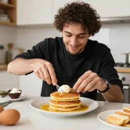 the french youtuber squeezie making pancakes