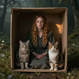 Emily the strange living in a box with her cats