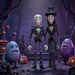 spooky fun creatures, neil gaiman and tim burton new claymation movie, movie still,