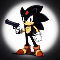 shadow the hedgehog holding a gun