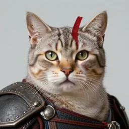 a highly detailed beautiful portrait of a cat as kratos, by gregory manchess, james gurney, james jean