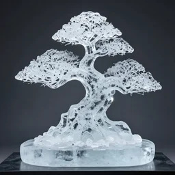 bonsai ice sculpture, photo studio, artstation trend, hdr