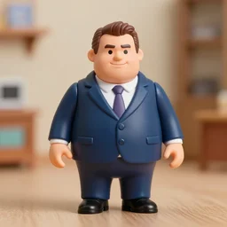 product photograph of an action figure of viktor orban in suit by hasbro, fat, mad, popular, collectible, toy figure, kawaii, toys, out of focus room background