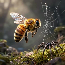 bee mix with spider in fantasy art style