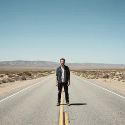 a desolated road in california, a man , Adrian Donoghue