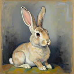 beautiful portrait of greek god rabbit painted by picasso and moebius