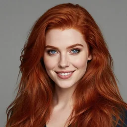 a portrait of a young woman with red hair, smart, rich, shallan davar, blue eyes, beautiful, smiling, thick hair, rpg, dnd, artgerm style