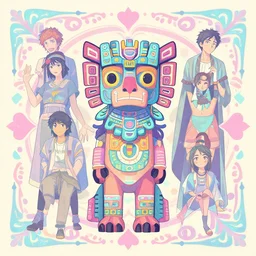totem animal totem aztek tribal color pastel vibrant style fanart ornate fantasy heartstone gta5 cover , official behance hd artstation by Jesper Ejsing, by RHADS, Makoto Shinkai and Lois van baarle, ilya kuvshinov, rossdraws totem