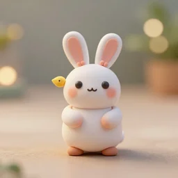 the cutest little polymer clay 🐦 and 🐰 hybrid, unreal engine, bokeh