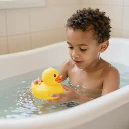 yair lapid in the bathtub playing with a rubber duck