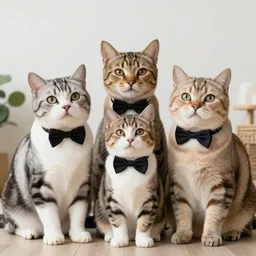 cute cat family wearing bowties