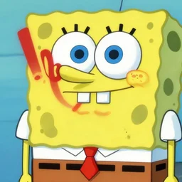 a closeup painting of a spongebob saying saying no and making a disgusted face by greg rutkowski, trending on artstation