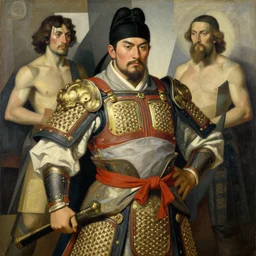 beefy male wearing armor, tang dynasty, cublism, painting by gaston bussiere, craig mullins, j. c. leyendecker, tom of finland