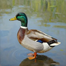 a duck on the prowl oil painting manuela sambo
