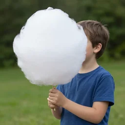 a kid holding a cotton candy