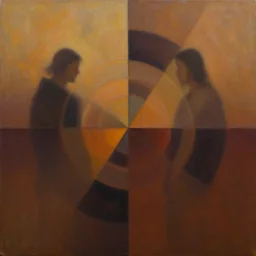modular fugue with rotating component. oil painting, abstract art, warm colors, soft lighting, atmospheric, cinematic, moody, in the style of diego koi, gina heyer, luiz escanuela. art by alyssa monk, hyperrealism, rule of thirds, oil on canvas, 8 k