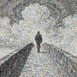 walking on an old stone bridge that climb into the sky, swirly clouds in the background, art by James Jean and Wayne Barlowe, high details , black and white ink, cinematic, cgsociety 8k