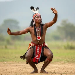 a tribal dancer in deep trance,