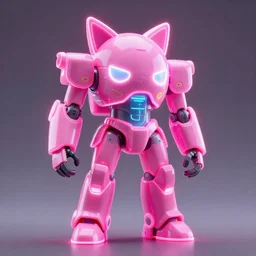 a pink neon cat mecha robot