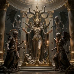 conundrum ritual of creation of the evil souls, detailed, intricate, advanced, fantastic reality, neoclassic, 8 k resolution