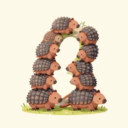 the capital letter alpha made from little armadillos, from the illustrative guide to making the alphabet from little animals
