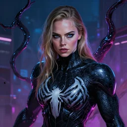 a portrait of cara delevingne as venom ( spiderman ), cyberpunk, fantasy, neon lights, sharp focus, intricate, elegant, digital painting, artstation, matte, highly detailed, concept art, illustration, ambient lighting, art by ruan jia and artgerm and range murata and wlop and ross tran and william, adolphe bouguereau and beeple