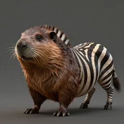 Medieval mythical creature, having beaver head and zebra body, fantasy,  digital painting, concept art, smooth, sharp focus, illustration, artstation trending, octane render, unreal engine, 8K, HDR, high quality, high resolution