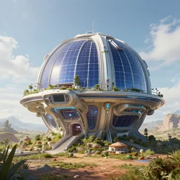 solarpunk utopian space habitat, 4k, HDR, award-winning, landscape, octane render, artstation