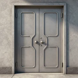 a 1 9 8 0 s sci - fi double door by ron cobb, phototexture, photorealistic, hyper realistic, very realistic, path tracing, ray tracing, 8 k