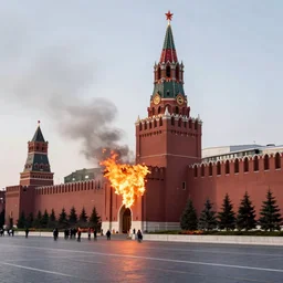 high quality image of burning Kremlin, highly detailed