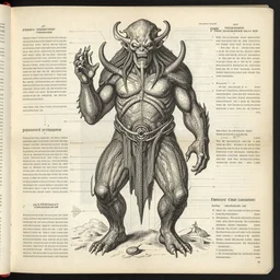 detailed medical deconstruction chart of cthulhu, paper reports, printed files, old.