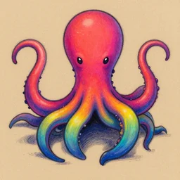tentacle monster, drawn by Joe Fenton, colorful gradient