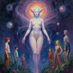 a beautiful painting of a feminine cosmic dmt entity of the upper planes by artgerm and wlop and loish and alex grey and wlop and wes anderson and spike jonze, trending on artstation