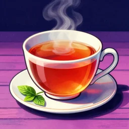 a cup of tea, epic retrowave art, trending on art station