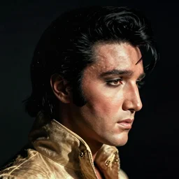 elvis presley ’ s face in profile, in the style of the dutch masters and gregory crewdson, dark and moody