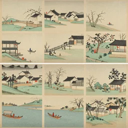 Krusu's two-dimensional style, such as the thirty-six scenes of Fuyue painted by ukiyo, and the river on the Qingming Festival