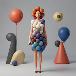 a portrait photo of a woman made out of balloons, an abstract sculpture by Jeff Koons, featured on zbrush central, gutai group, rendered in cinema4d, rendered in maya, biomorphic