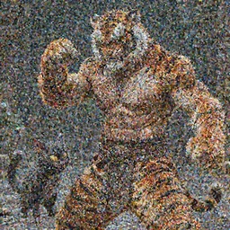 shredded physique crisp defined furry fuzzy Man Streetfighter the elder scrolls oblivion Dude wearing Tiger Costume fighting with a scary munchkin cat